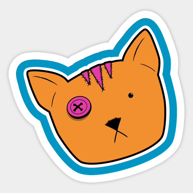 Stuffed Voodoo Tabby Kitten - Orange/Pink Sticker by GeekySagittarius